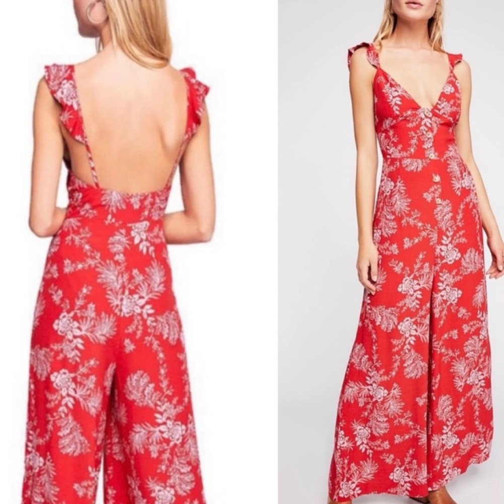 Free People Red Jumpsuit Size 4